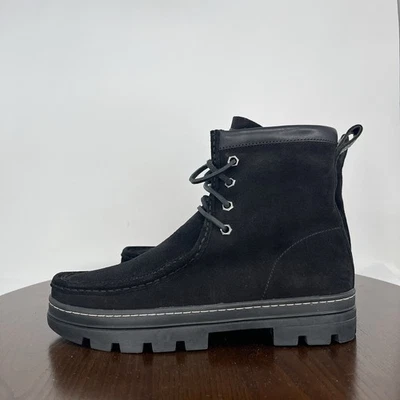 Polo Ralph Lauren Mikayla Boots Women's 10B Black  Leather Suede Lug Sole Shoes - Image 1 of 4