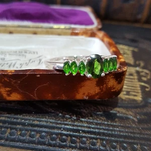 925 Sterling Silver Ring, Natural Green Chrome Diopside Ring, Size U US 10 - Picture 1 of 9