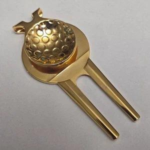 Goldfarbener Golf Divot Tool Magnetischer Ballmarker Top Zustand - Bild 1 von 7