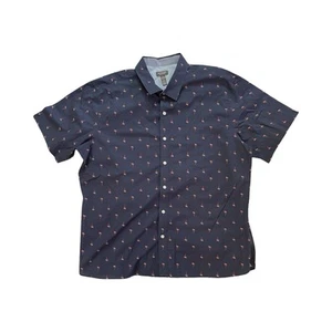 Van Heusen Flamingo Never Tuck Botón Abajo Manga Corta Camisa de Campamento para Hombres XXL - Imagen 1 de 2