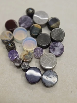 Huge Lot Of Ear Plugs Gauges  Organic Semi Precious Stone Amethyst Tiger Eye  - Image 1 of 4