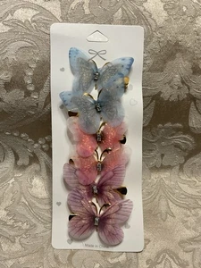 Assorted Butterfly Rhinestone Hair Clip Barrette Set Festival Boho Hair Jewelry - Picture 1 of 5