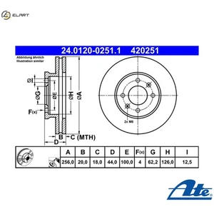 2x BRAKE DISC 24.0120-0251.1 FOR KIA G3LA/G3LD/G3LC 1.0L 3cyl MORNINGG4LA 1.2L - Picture 1 of 10