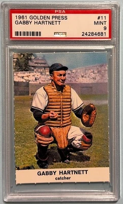 1961 Golden Press #11 Gabby Hartnett Chicago Cubs Baseball Card PSA 9 Mint - Image 1 of 3
