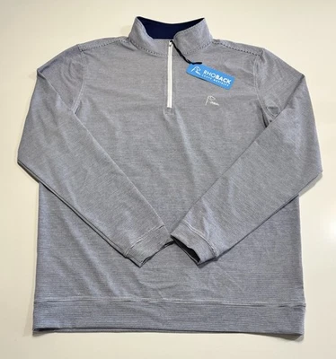 Rhoback Men’s Performance Q-zip The Mussel Size Medium Blue Heather Stripe Golf - Image 1 of 4