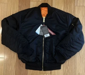 Alpha Industries MA-1 Reversible Black Bomber Flight Jacket Size Large Ski Snow  - Picture 1 of 16