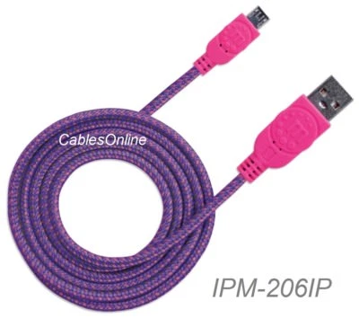 6ft Braided Hi-Speed USB A Male to Micro-B Male Device Cable, Purple/Pink - Image 1 of 3