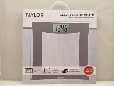 TAYLOR Digital Scale | Clear Glass with Gray Border Design | 400 lb | 5301514 - Image 1 of 4