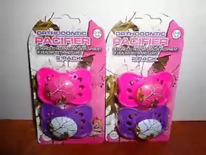4 Pink/Purple Real Tree Orthodontic Camo/Camouflage Pacifiers 0-6 Months 2-2 Pks - Picture 1 of 1