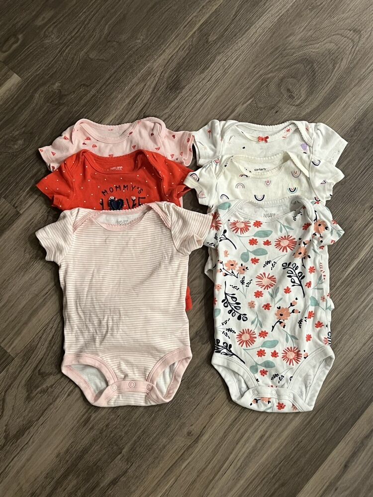 6 Piece Lot of Baby Girl One Piece Pink/White/Red Size 3M