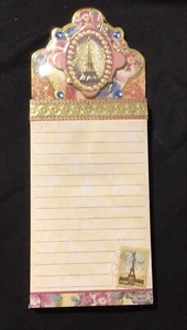Punch Studio Die Cut Embellished Lined Magnetic Listpad -Paris Tower Floral New - Picture 1 of 1