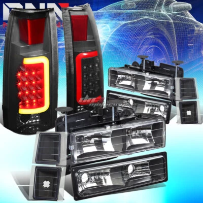 FARO CARCASA NEGRO + ESQUINA + LUZ TRASERA LED U-HALO 3D AHUMADA AJUSTE 94-98 C10 C/K Foto 1 de 4