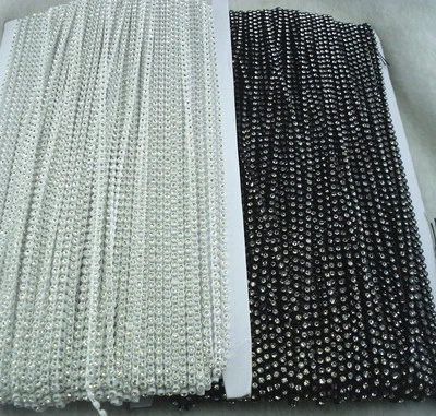 SS6 A Grade clear glass crystal 2mm Rhinestone banding white black Setting chain - Image 1 of 4