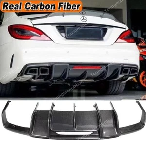 For Benz W218 CLS550 CLS63 2012-2018 Real Carbon Fiber Rear Bumper Diffuser Lip - Picture 1 of 9
