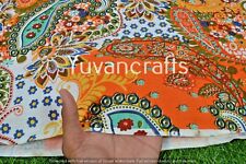 Pure Cotton 5 Yard Ethnic Floral Indian Fabric Running Hand Block Print Orange