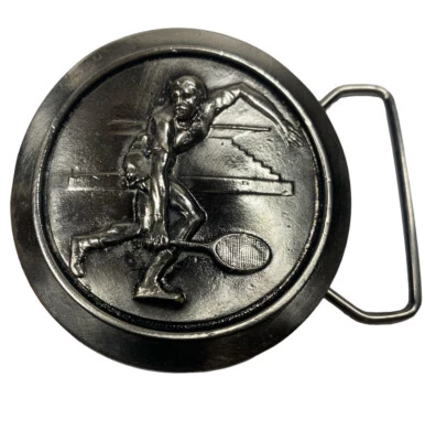 De colección 1977 Jugador de Tenis Gran Hebilla de Cinturón Americano Hecho en EE. UU. Foto 1 de 4