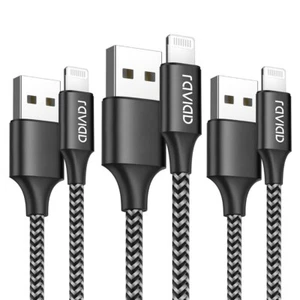 RAVIAD Iphone Charger Cable Lightning-Cable 3Pack 2M Mfi Certified Fast Charge - Picture 1 of 6