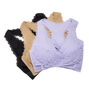 Women Seamless Cross Front Side Buckle Lace Sexy Comfort Bras Underwear Stretch - Picture 1 of 15
