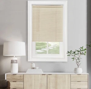Cordless Vinyl Mini Blind 27 Inch Length 64 Inch Height 1" Slat Size Alabaster - Picture 1 of 6