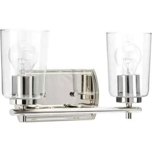Progress Lighting Adley 2-Light Polished Nickel Clear Glass Bath Vanity Light - Picture 1 of 6