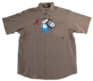 Columbia Alabama Crimson Tide PHG Realtree Bucktail SS Woven Tan Shirt Men’s L - Picture 1 of 3