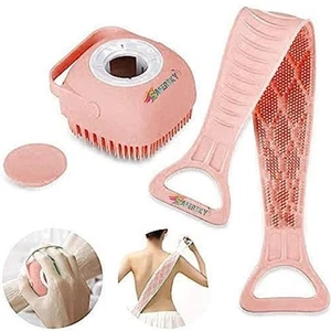 Fregadora de silicona para espalda corporal y cepillo de baño de doble lado para 2 piezas profundas - Imagen 1 de 3