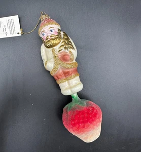 Radko STRAWBERRY SANTA Christmas Ornament 97-100-0 SANTA WITH STRAWBERRY DROP-A - Picture 1 of 14