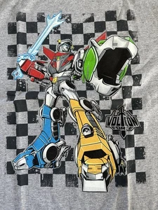 Kids Voltron Voltron 80’s Grey Checkerboard Youth TV Shirt Size Large 14-16 - Picture 1 of 4
