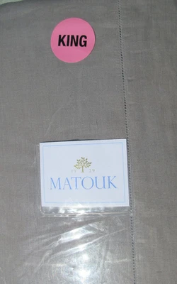 NEW! USA MADE Matouk 4pc KING Sheet Set 100% Italy LINEN Hemstitch PLATINUM $975 - Image 1 of 4