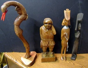 LOTTO VINTAGE DI 5 SCULTURE FIGURATIVE IN LEGNO INTAGLIATO A MANO (EZS003711) - Foto 1 di 12