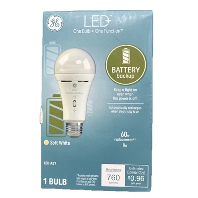 GE Lighting LED+ Backup Battery Bulb, LED General Use and Emergency 760 Lumens - Image 1 of 4