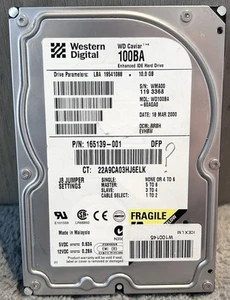 Western Digital Caviar WD100BA-60AGA0 10GB HDD Vintage 2000 (UNTESTED) - Photo 1/4
