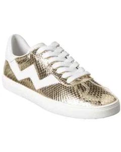 NWB Stuart Weitzman Daryl Leather Metallic Snake Gold Sneakers sz 9.5B - Picture 1 of 12
