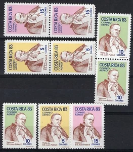 POPE JOHN PAUL II, COSTA RICA, YV # 885/7, 3 COMPLETE SETS, MNH, VF - Picture 1 of 1