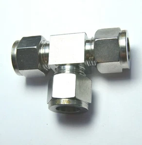 1/2" OD Tube Steel Stainless Twin Ferrule Tee Union Fitting Air Gas Water - Picture 1 of 5