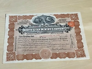 1906 North Utah Mining Company Share Certificate (10 Shares @ $5 x Per Share) - Picture 1 of 8