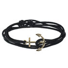 Unisex Adjustable Nautical Anchor and Fish Hook Wrap Cuff Bracelets-20 Colors