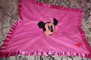 CLEARANCE DISNEY BABY MINNIE MOUSE BABY LOVIE SECURITY BLANKIE PINK VELOUR/SATIN - Picture 1 of 5