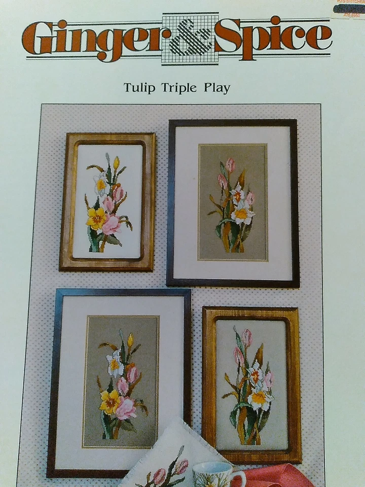Tulip Triple Play Flower Ginger & Spice Cross Stitch PATTERN Leaflet/Booklet * - Image 1 of 1