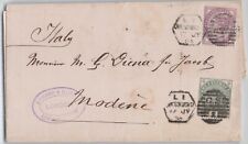 Great Britain 1884 5d+1d Folded Letter London Modena Italy 2x Weight + Late Fee