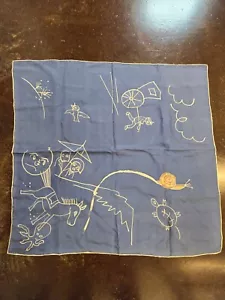 Blue Batik Style Vintage Seidenschal 30x28 Zoll - Bild 1 von 9