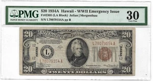 1934-A $20 Hawaii Federal Reserve Note : PMG 30 - Picture 1 of 2