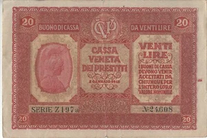 ITALIEN MILITÄRBANKNOTEN KASSE VENEZIANISCHE KREDITEN WÄHLEN SIE 1918 AUS DEM MENÜ - Bild 1 von 11