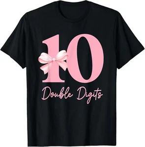 10 Double Digits 10th Birthday Girl Coquette 10 Year Old T-Shirt Hoodie - Picture 1 of 14
