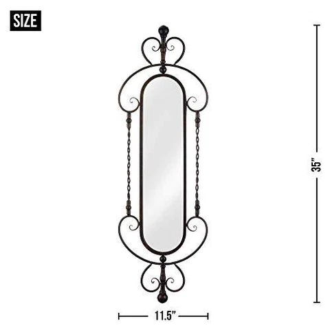 Tall Wall Mirror With Distressed Bronze Metal Frame Cover