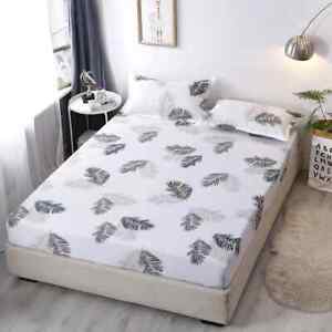 1pcs Polyester Printed Fitted Sheet Mattress Cover Four Corner With Elastic Band