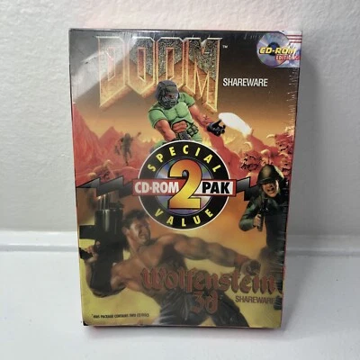 Doom / Wolfenstein 3D NEW SEALED 2 CD Pack Pak Big Box Edition PC Shareware Game - Image 1 of 4
