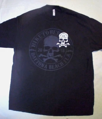Camiseta Biketoberfest 2018 Daytona Beach FLA negra con calavera, Alstyle talla XL Foto 1 de 4