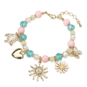 Pulsera elástica esmaltada flor tortuga corazón mariposa sol dije cuentas joyería - Imagen 1 de 2