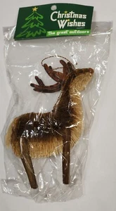 NEW Christmas Wishes The Great Outdoors Buri Straw Rattan Ornament Reindeer 6" - Picture 1 of 5